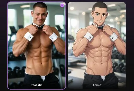 Lovescape builder step offering a Realistic or an Anime style for your AI boyfriend